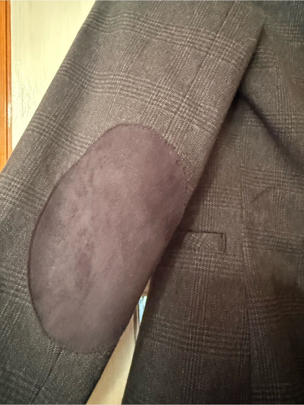 British Khaki Women's Dark Charcoal Plaid Blazer - Picture 3 of 5